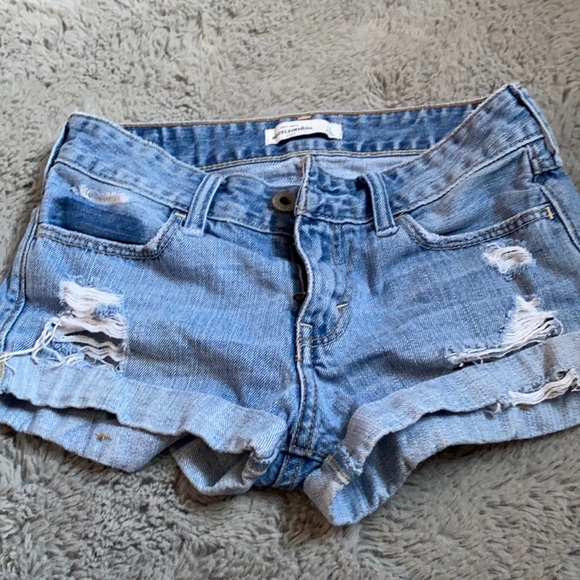 Abercrombie kids distressed jean shorts